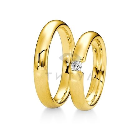 Т-28298 золотые парные обручальные кольца (ширина 4 мм.) (цена за пару)