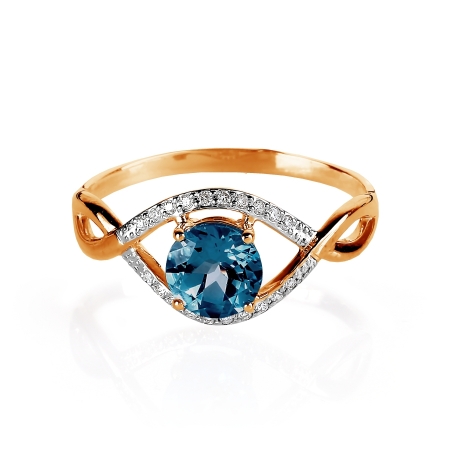 Т141015119-01 золотое кольцо с топазом, бриллиантами