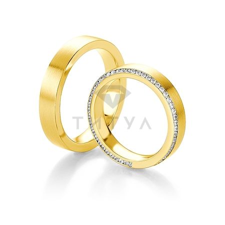 Т-28977 золотые парные обручальные кольца (ширина 4 мм.) (цена за пару)