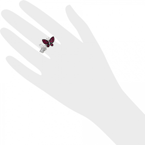 Кольцо Бабочки из белого золота с рубинами, бриллиантами