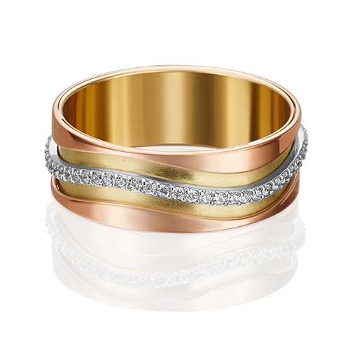 Золотое обручальное кольцо с фианитами