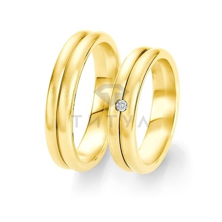 Т-28364 золотые парные обручальные кольца (ширина 5 мм.) (цена за пару)
