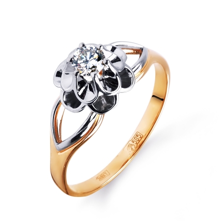 Россия Золотое кольцо Цветок с бриллиантом