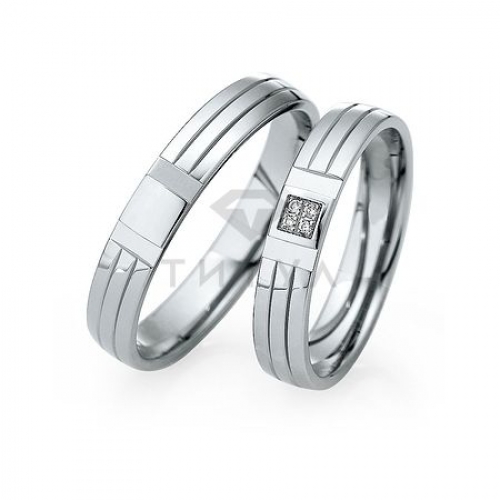 Платиновые парные обручальные кольца (ширина 4 мм.) (цена за пару)