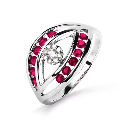 Т331015337-1 кольцо из белого золота с рубином и бриллиантом