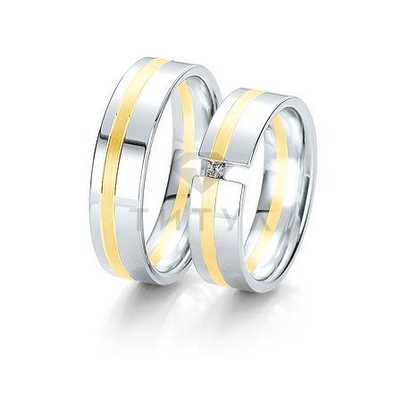 Т-28433 золотые парные обручальные кольца (ширина 6 мм.) (цена за пару)