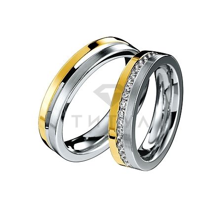 Т-29009 золотые парные обручальные кольца (ширина 5 мм.) (цена за пару)