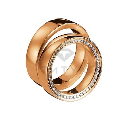 Т-28988 золотые парные обручальные кольца (ширина 6 мм.) (цена за пару)
