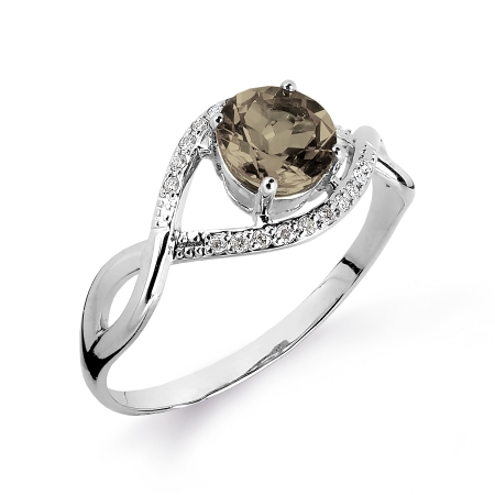 Т301015119 кольцо из белого золота с раухтопазом и бриллиантом
