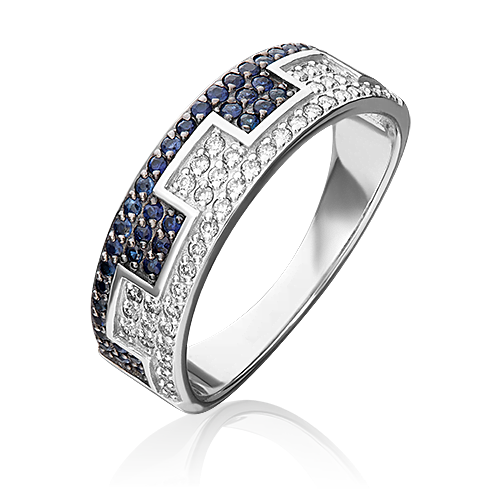 Ювелирный завод «Платина» Золотое кольцо с бриллиантами и сапфирами