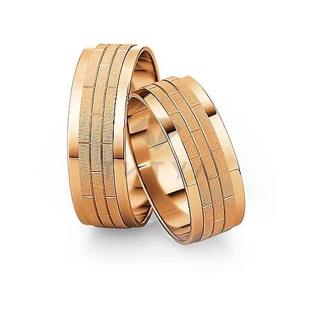 Т-26929 золотые парные обручальные кольца (ширина 7 мм.) (цена за пару)