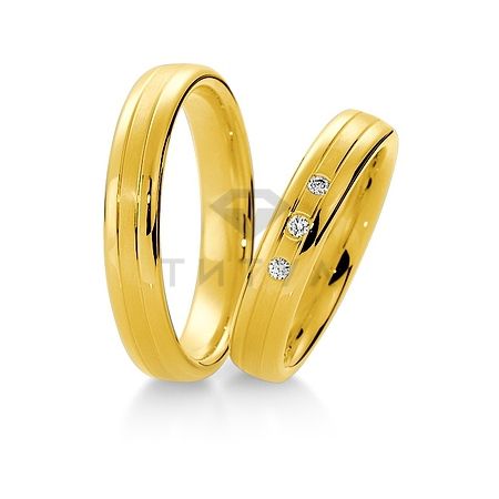 Т-27818 золотые парные обручальные кольца (ширина 4 мм.) (цена за пару)