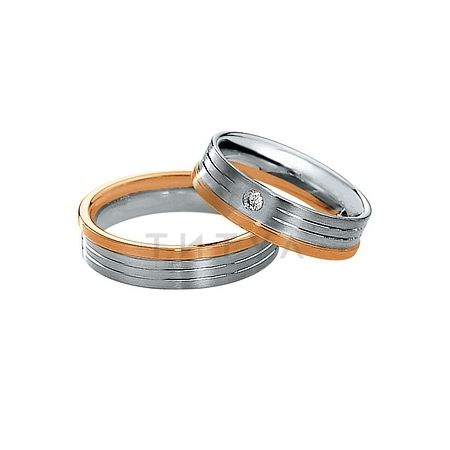 Т-28263 золотые парные обручальные кольца (ширина 5 мм.) (цена за пару)