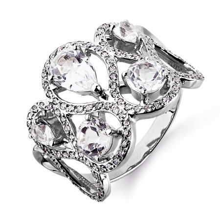 Т301014975 кольцо из белого золота с топазами, бриллиантами