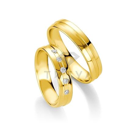 Т-28288 золотые парные обручальные кольца (ширина 5 мм.) (цена за пару)