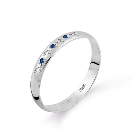 Т30101738 кольцо из белого золота обручальное с сапфирами, бриллиантами