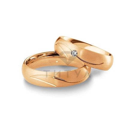 Т-27856 золотые парные обручальные кольца (ширина 5 мм.) (цена за пару)