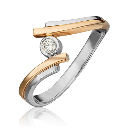 Ювелирный завод «Платина» Кольцо из комбинированного золота с бриллиантом