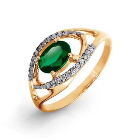 Т141016429 золотое кольцо с изумрудом и бриллиантом