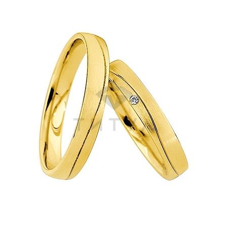 Т-26813 золотые парные обручальные кольца (ширина 3 мм.) (цена за пару)