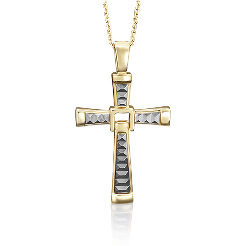 Золотой крестик без камней с алмазной гранью