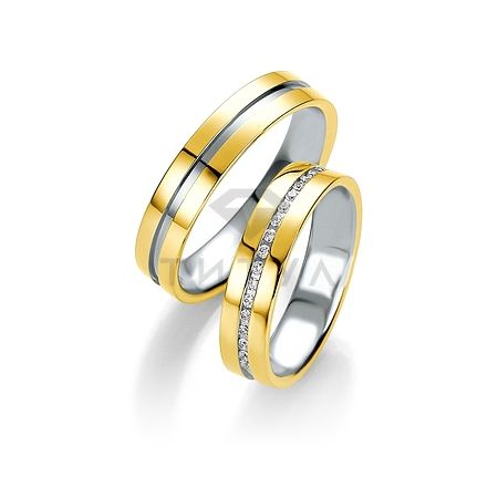 Т-28664 золотые парные обручальные кольца (ширина 5 мм.) (цена за пару)