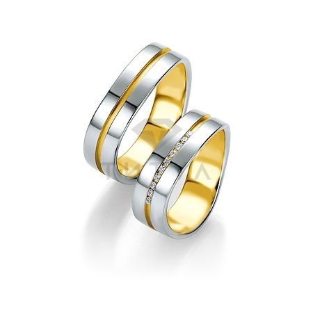 Т-28890 золотые парные обручальные кольца (ширина 8 мм.) (цена за пару)