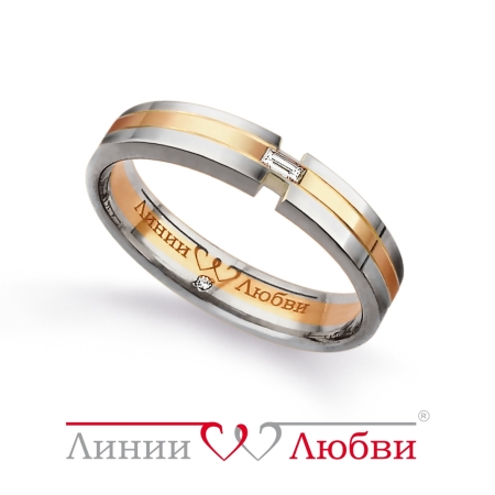 Л23101036 кольцо обручальное из комбинированного золота с бриллиантами