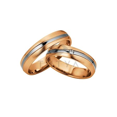 Т-28103 золотые парные обручальные кольца (ширина 5 мм.) (цена за пару)
