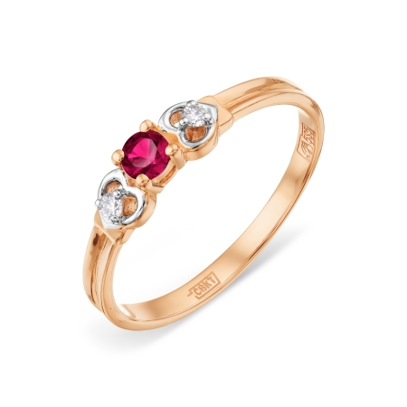 Т141011260 золотое кольцо с рубином и бриллиантом