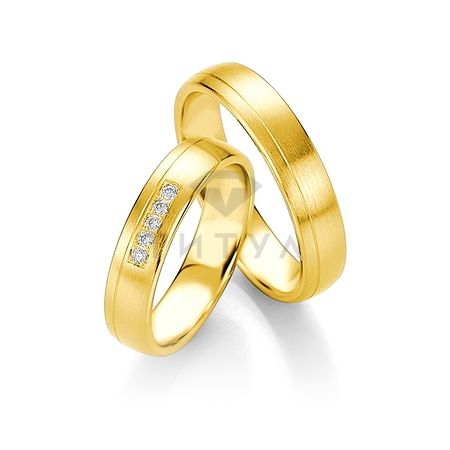 Т-27948 золотые парные обручальные кольца (ширина 5 мм.) (цена за пару)