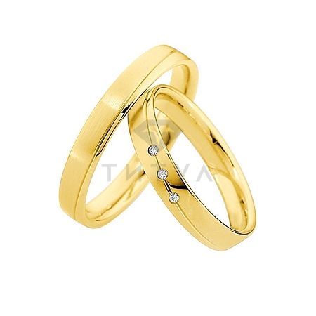 Т-26821 золотые парные обручальные кольца (ширина 3 мм.) (цена за пару)