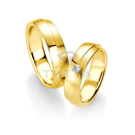 Т-28914 золотые парные обручальные кольца (ширина 6 мм.) (цена за пару)