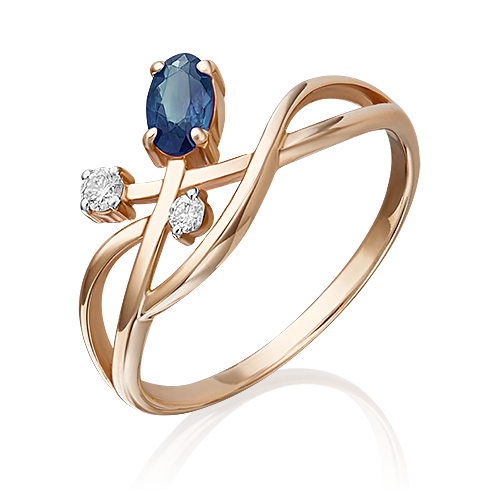 Ювелирный завод «Платина» Золотое кольцо с бриллиантами и сапфиром