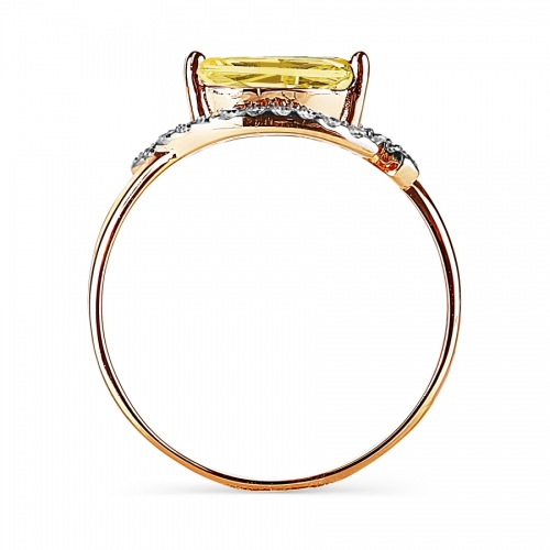 Золотое кольцо с цитрином и бриллиантом
