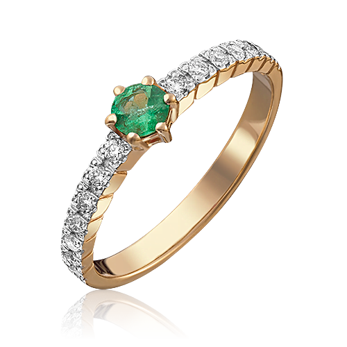 Ювелирный завод «Платина» Золотое кольцо с изумрудом и бриллиантами