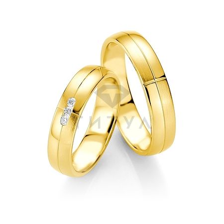 Т-28374 золотые парные обручальные кольца (ширина 5 мм.) (цена за пару)