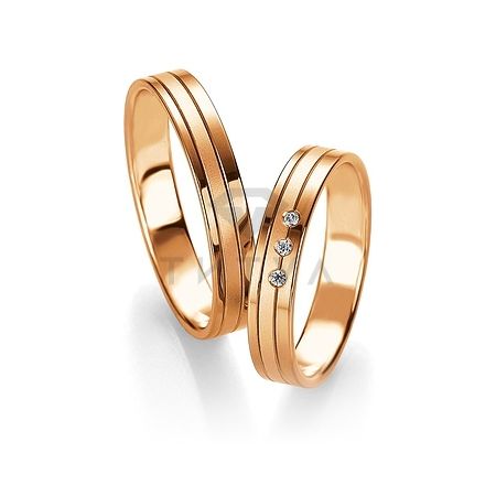 Т-27314 золотые парные обручальные кольца (ширина 4 мм.) (цена за пару)