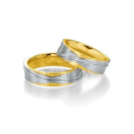 Т-28984 золотые парные обручальные кольца (ширина 6 мм.) (цена за пару)