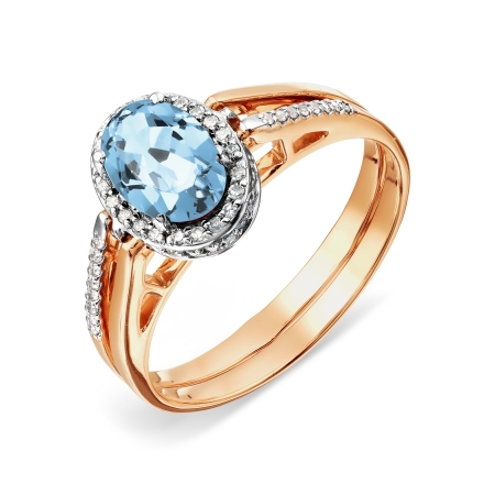Т131017095 золотое кольцо с топазом и бриллиантом
