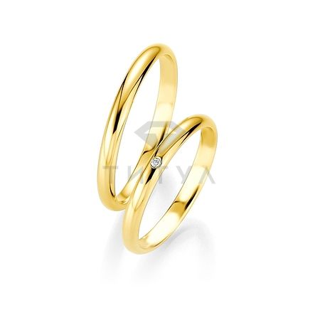 Т-26806 золотые парные обручальные кольца (ширина 2 мм.) (цена за пару)
