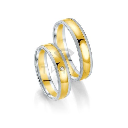 Т-27083 золотые парные обручальные кольца (ширина 5 мм.) (цена за пару)