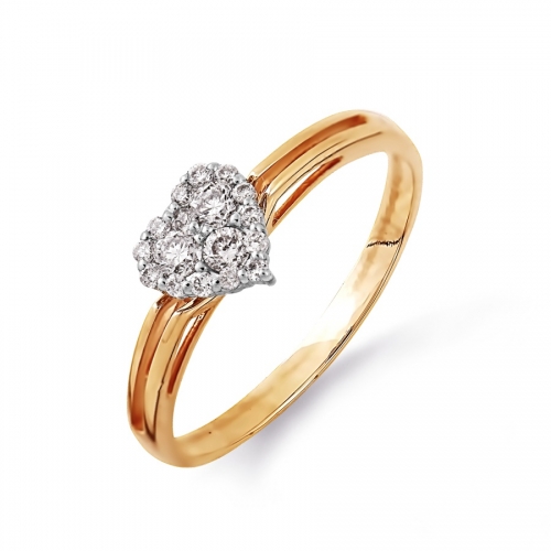 Золотое кольцо Сердце с бриллиантами