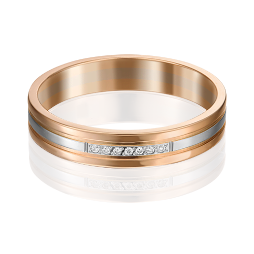 Ювелирный завод «Платина» Обручальное кольцо из комбинированного золота с бриллиантом