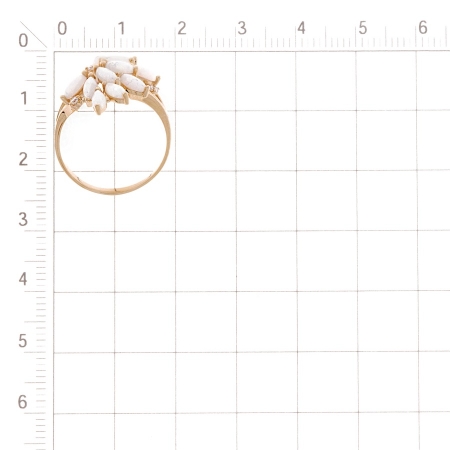 Т102017941 золотое кольцо растения с опалами, фианитами