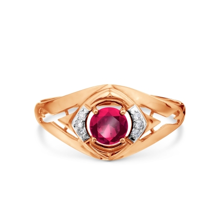 Т141018451 золотое кольцо с рубином и бриллиантом