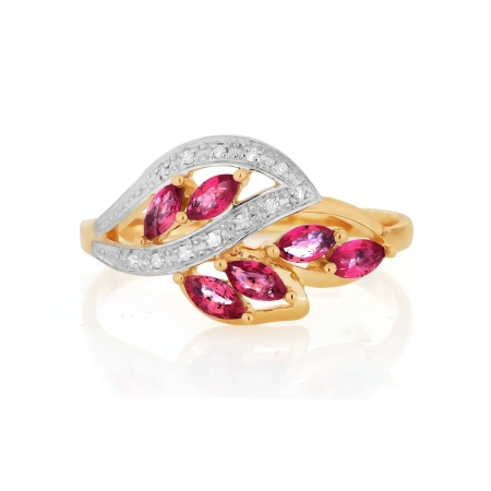 Т141016307 золотое кольцо с рубином и бриллиантом