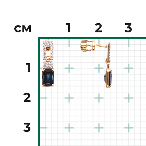 Серьги из красного золота с сапфиром и бриллиантом