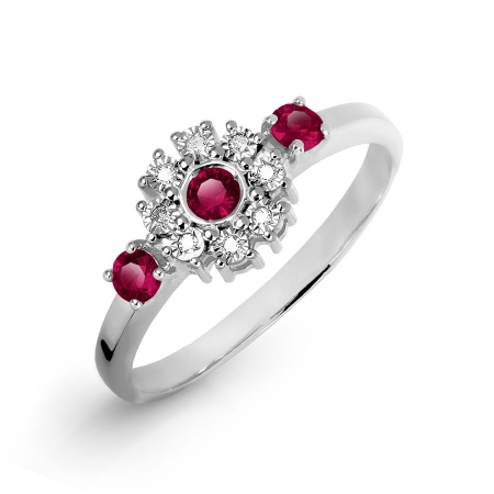 Т305616492 кольцо из белого золота с рубином и бриллиантом