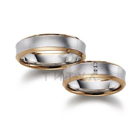 Т-28578 золотые парные обручальные кольца (ширина 6 мм.) (цена за пару)
